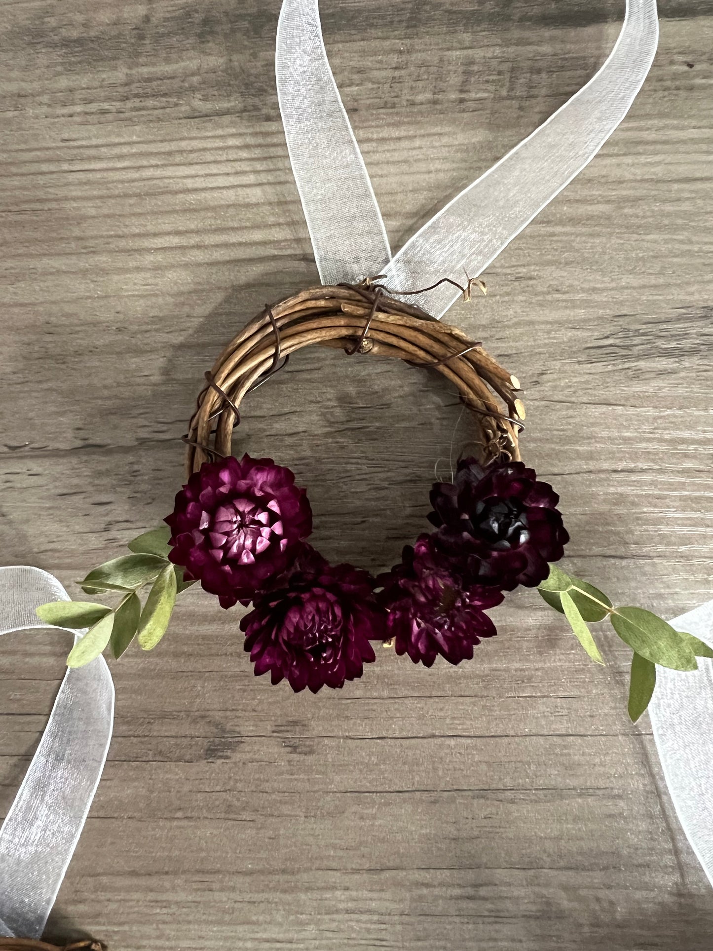 3” Grapevine wreath with everlasting flowers