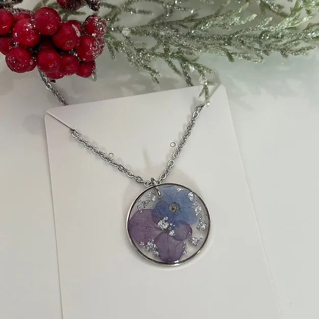Gratitude & Remembrance: Hydrangea & Forget-Me-Not Necklace