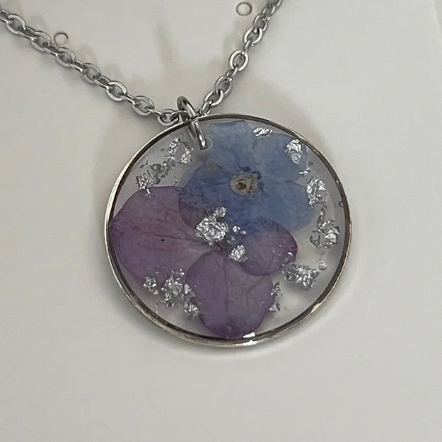 Gratitude & Remembrance: Hydrangea & Forget-Me-Not Necklace