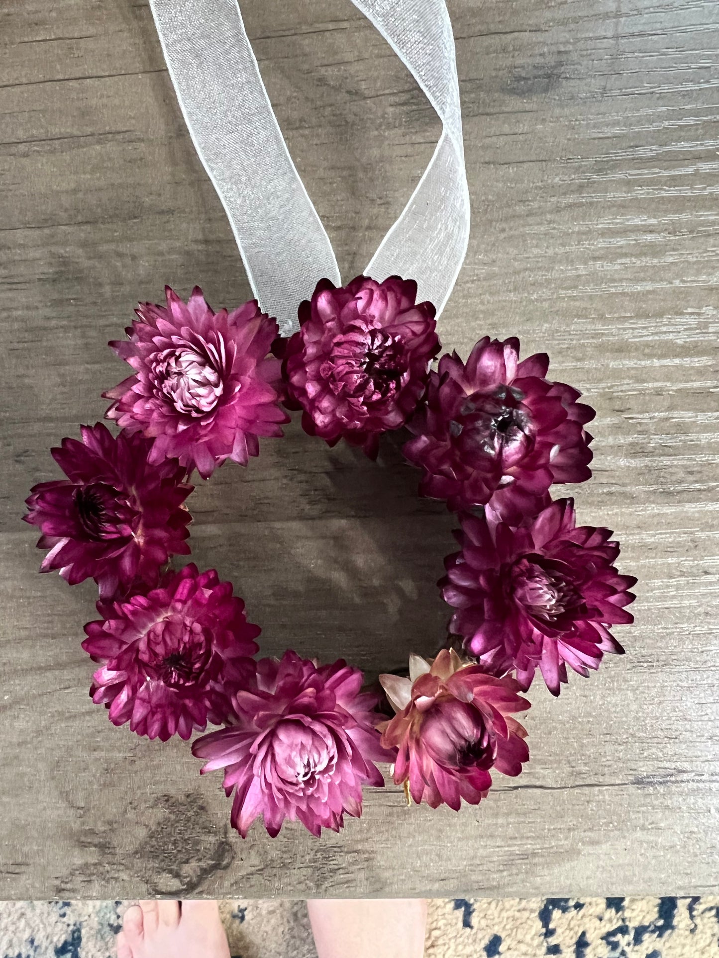 3” Grapevine wreath with everlasting flowers